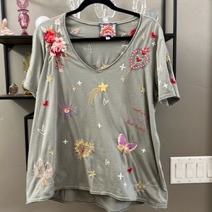 Johnny Was Embroidered T-Shirt